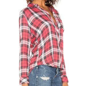 Rails Hunter Plaid Flannel Shirt Women's Large Scarlet Ash White Button Front